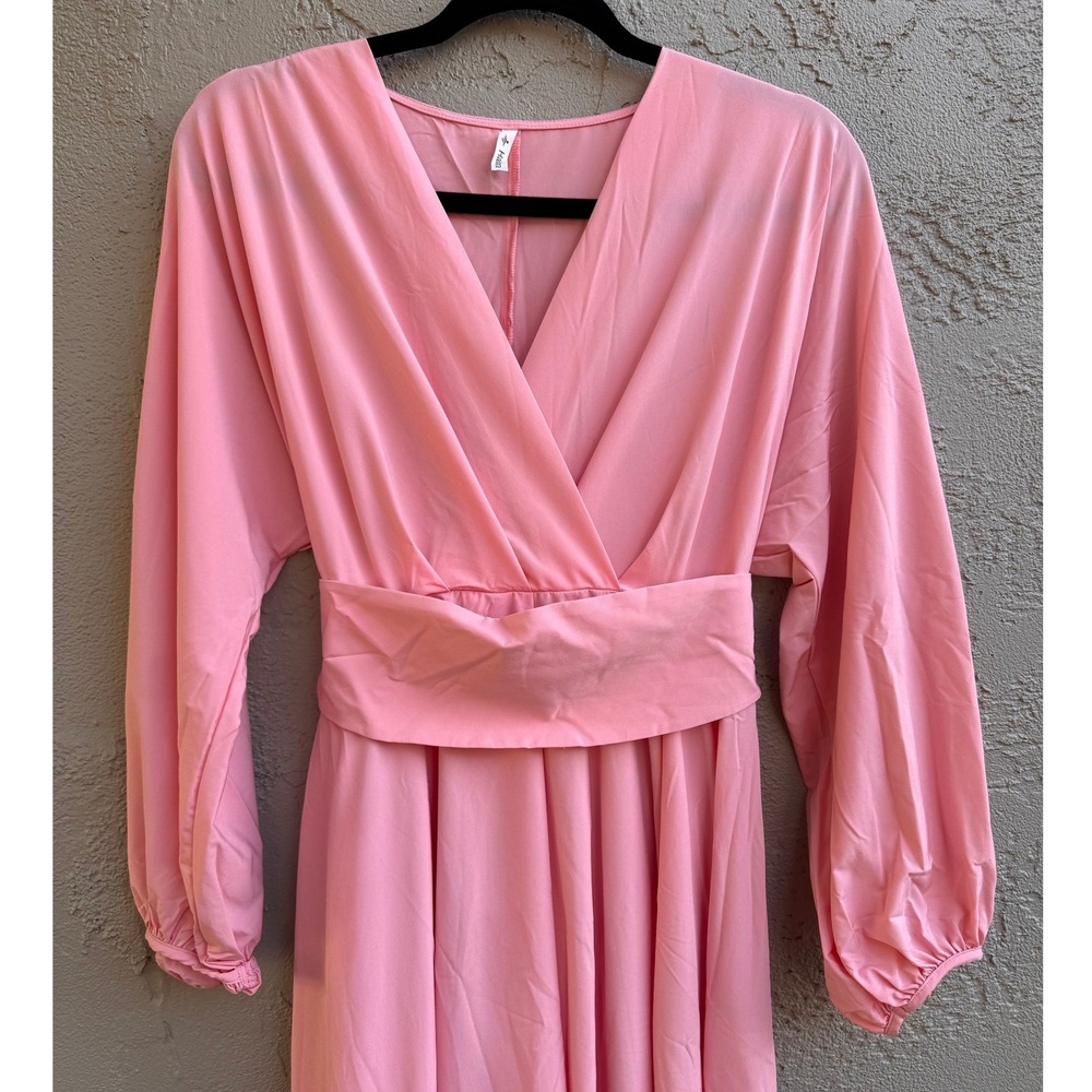 Halara NEW Womens Pink Long Sleeve Flowy Pleated Dress MED Athlesiure Coquette - Picture 3 of 8